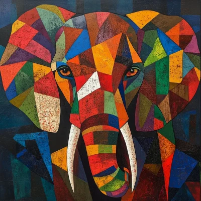 Cubist Elephant Portrait