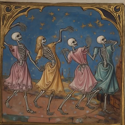 Dancing Skeletons in Medieval Manuscript