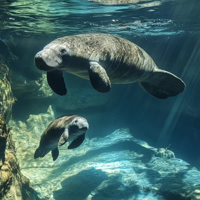 Mother and Baby Manatee