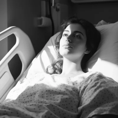 Young Female Patient in Hospital Bed