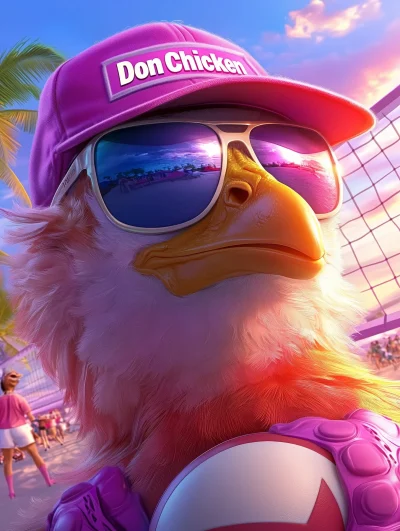 Stylish Chicken Ready for Volleyball