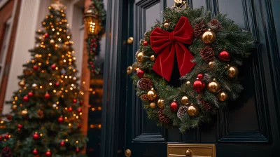 Festive Front Door with Christmas Tree