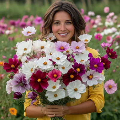 Joyful Gardener with Bouquet