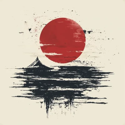 Stylized Minimalist Japan Flag