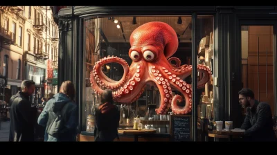 Friendly Octopus in NYC Cafe