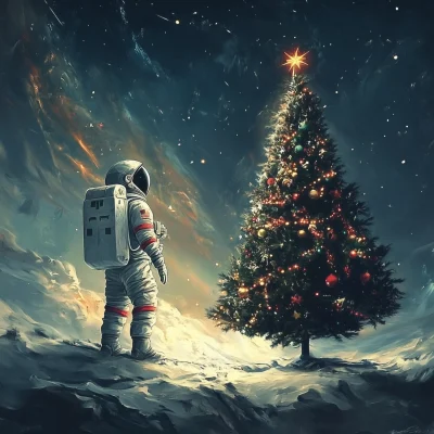 Astronaut With Christmas Tree