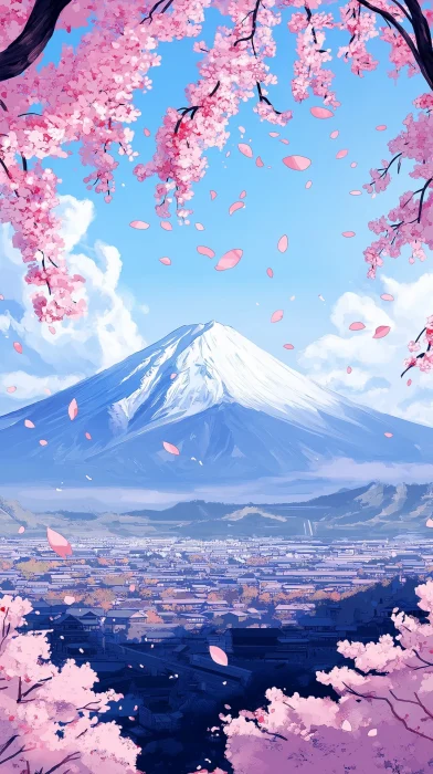 Mount Fuji and Cherry Blossoms