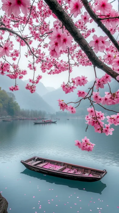 Serene Cherry Blossom Scene