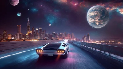 Neon Lamborghini in Cosmos