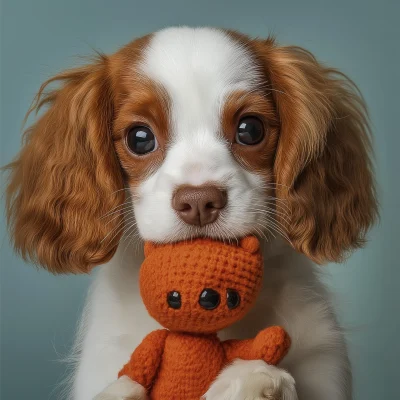 Cute Cocker Spaniel with Toy