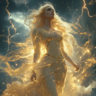 Divine Goddess Amidst Storm