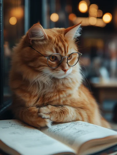 Cute Cat Doing Homework