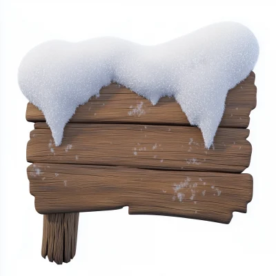 Snowy Wooden Signboard