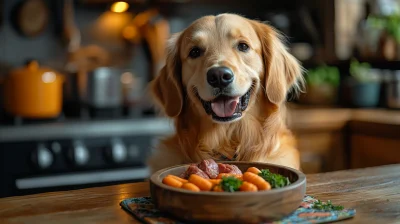 Golden Retriever Enjoying a Meal