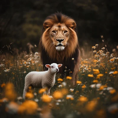 Majestic Lion and Lamb