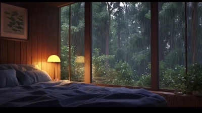 Cozy Bedroom with Forest View