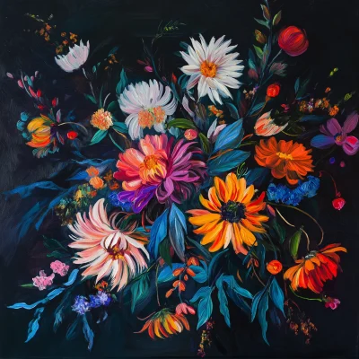 Bold Floral Oil Painting