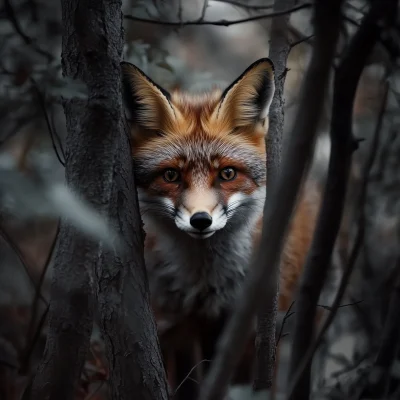 Shy Fox in the Woods