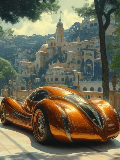 Futuristic Car with Monte Carlo Cassino View