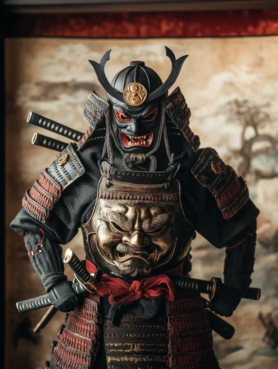 Samurai with Oni Mask