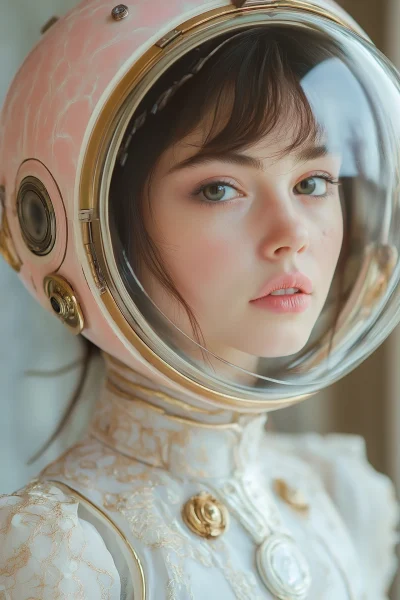 Robotic Girl with Marble Helmet