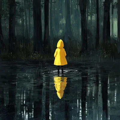 Little Girl in Yellow Raincoat