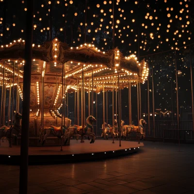 Empty Carousel at Night