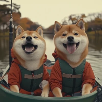 Shiba Inus Boating