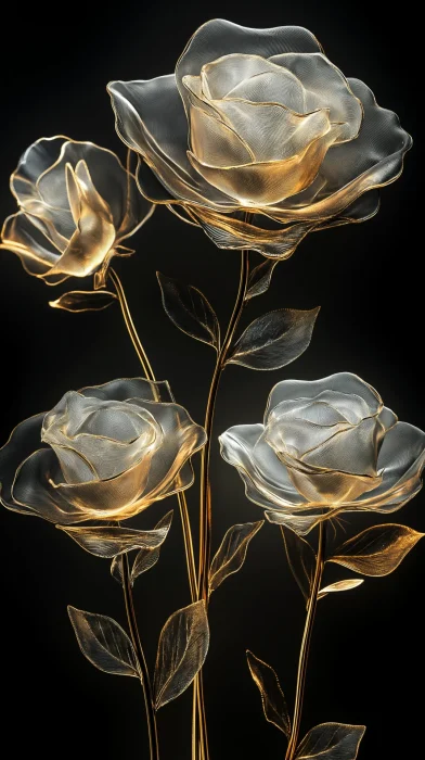 Golden Roses Sculpture