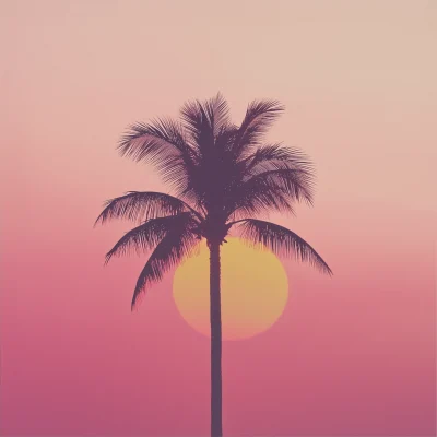 Minimalist Sunset with Palm Tree