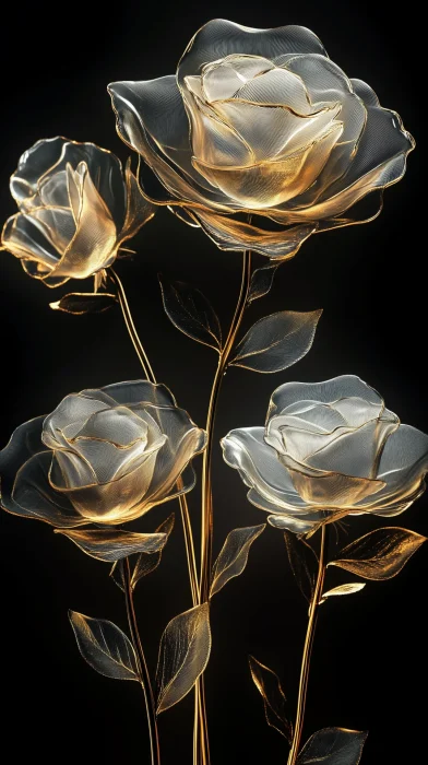 Golden Roses Sculpture