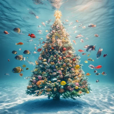 Ornate Christmas Tree with Fish