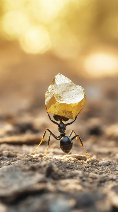 Ant Carrying Gold Ingot