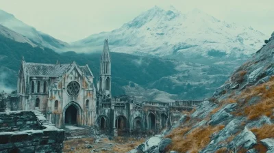 Gothic Fortress Among Mountains