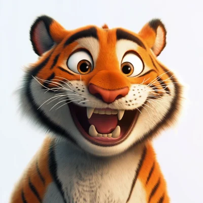 Cheerful Cartoon Tiger