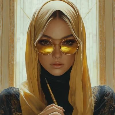 Veiled Woman with Golden Glasses