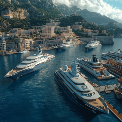 Aerial View of Superyachts