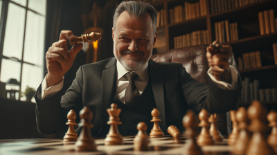 Politician with Chess Piece