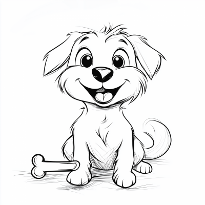 Happy Dog with Bone