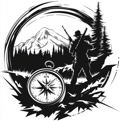 Black and White Compass Illustration