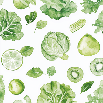 Light Green Fruits and Vegetables Wallpaper
