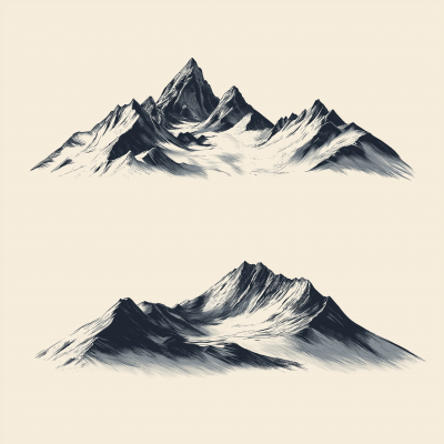 Snowy Peaks Mountain Illustration