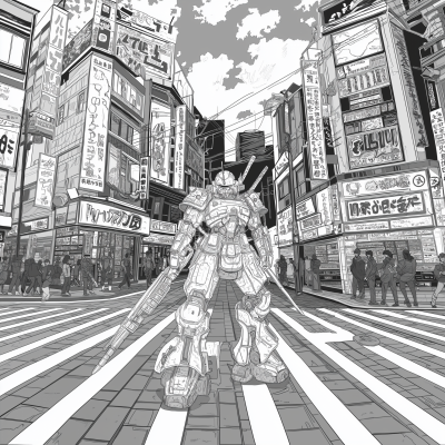 Samurai Robot Coloring Page