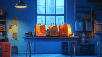 Groceries in a Blue Room