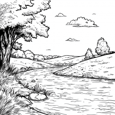 Riverbank Illustration