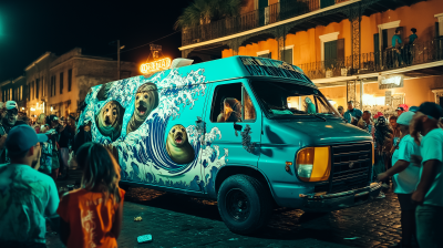 Dynamic Nighttime Van Scene