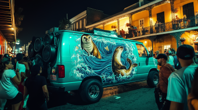 Teal Wave Van in New Orleans