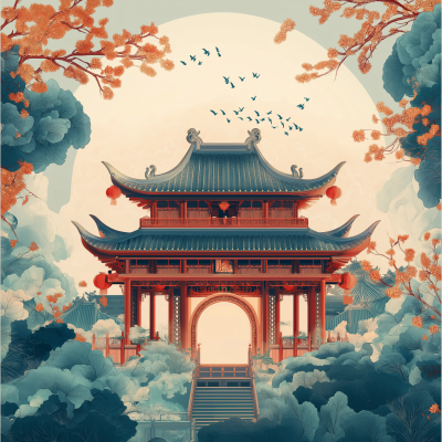 Chinese Aesthetic Background Poster