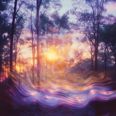 Glowing Sunrise Over Tranquil Forest