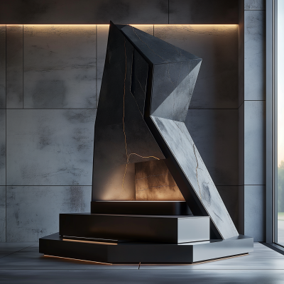 Modern Black Podium with Electronics